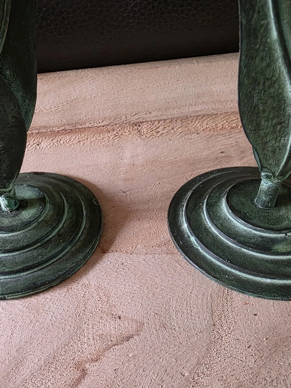 Glass Tulip Candle Holders in Frosted White and Patina Green - Home Accents